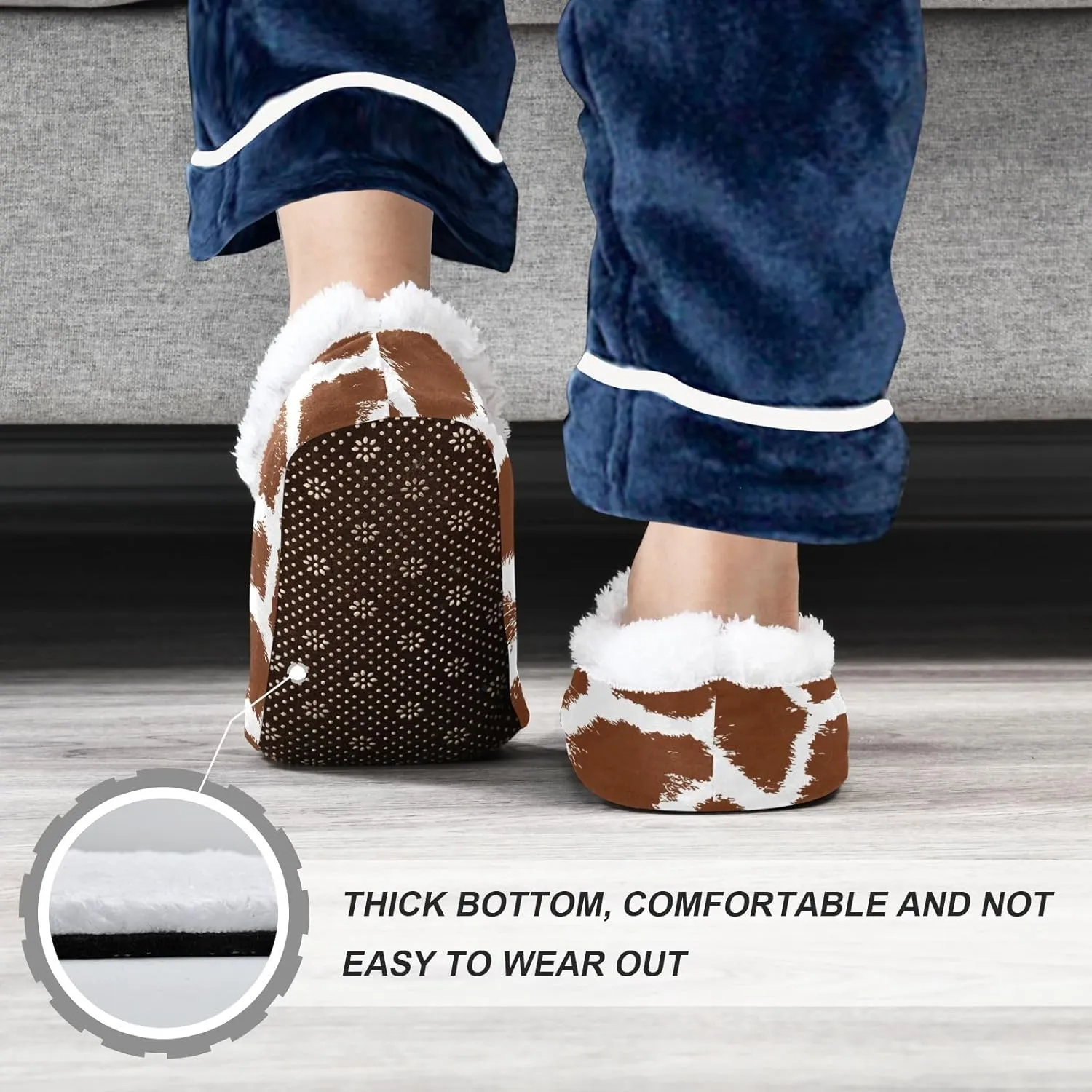 Kids Winter Slippers for Boys Girls Giraffe Texture Brown White Warm Soft Non Slip House Slippers Children Indoor