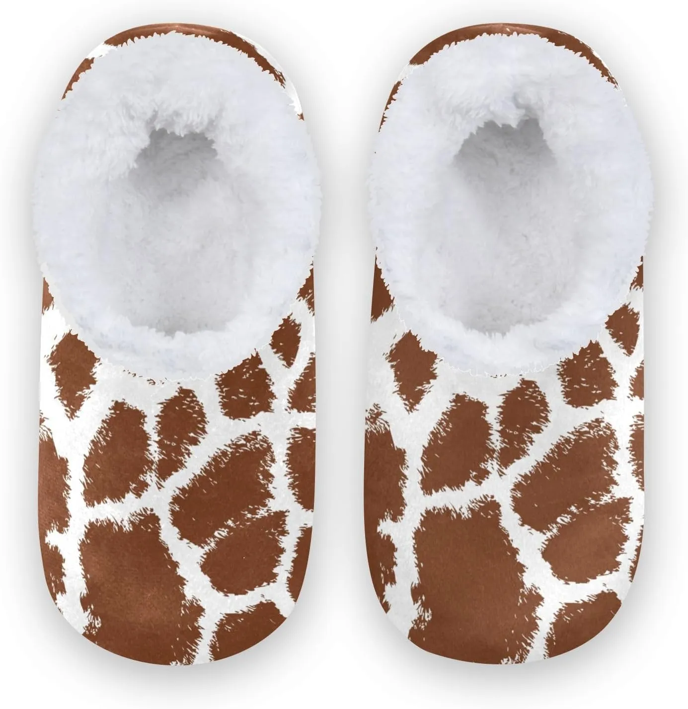 Kids Winter Slippers for Boys Girls Giraffe Texture Brown White Warm Soft Non Slip House Slippers Children Indoor