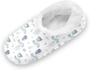 Kids Winter Slippers Whale Shark Dolphin Starfish Seashells Warm Soft Non Slip House Slippers for Boys Girls Indoor