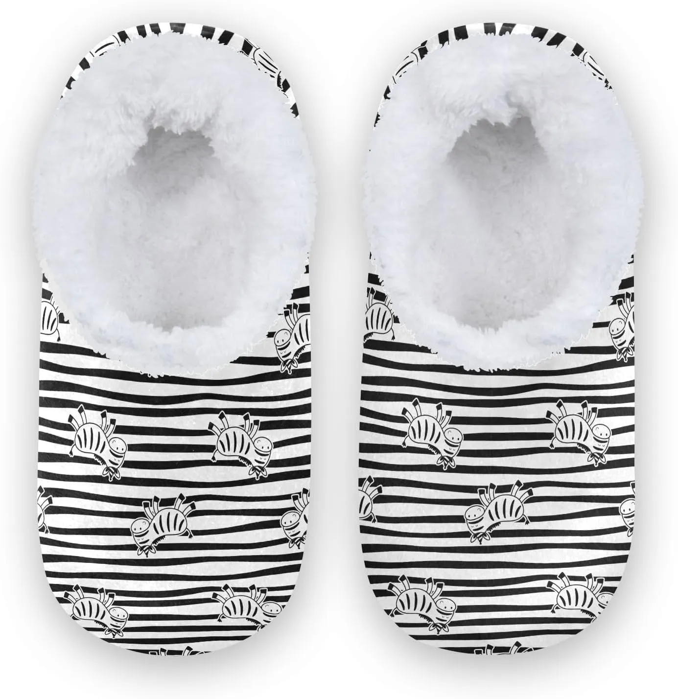 Kids Winter Slippers Zebra Seamless Pattern Cartoon Striped Warm Soft Non Slip House Slippers for Boys Girls Indoor