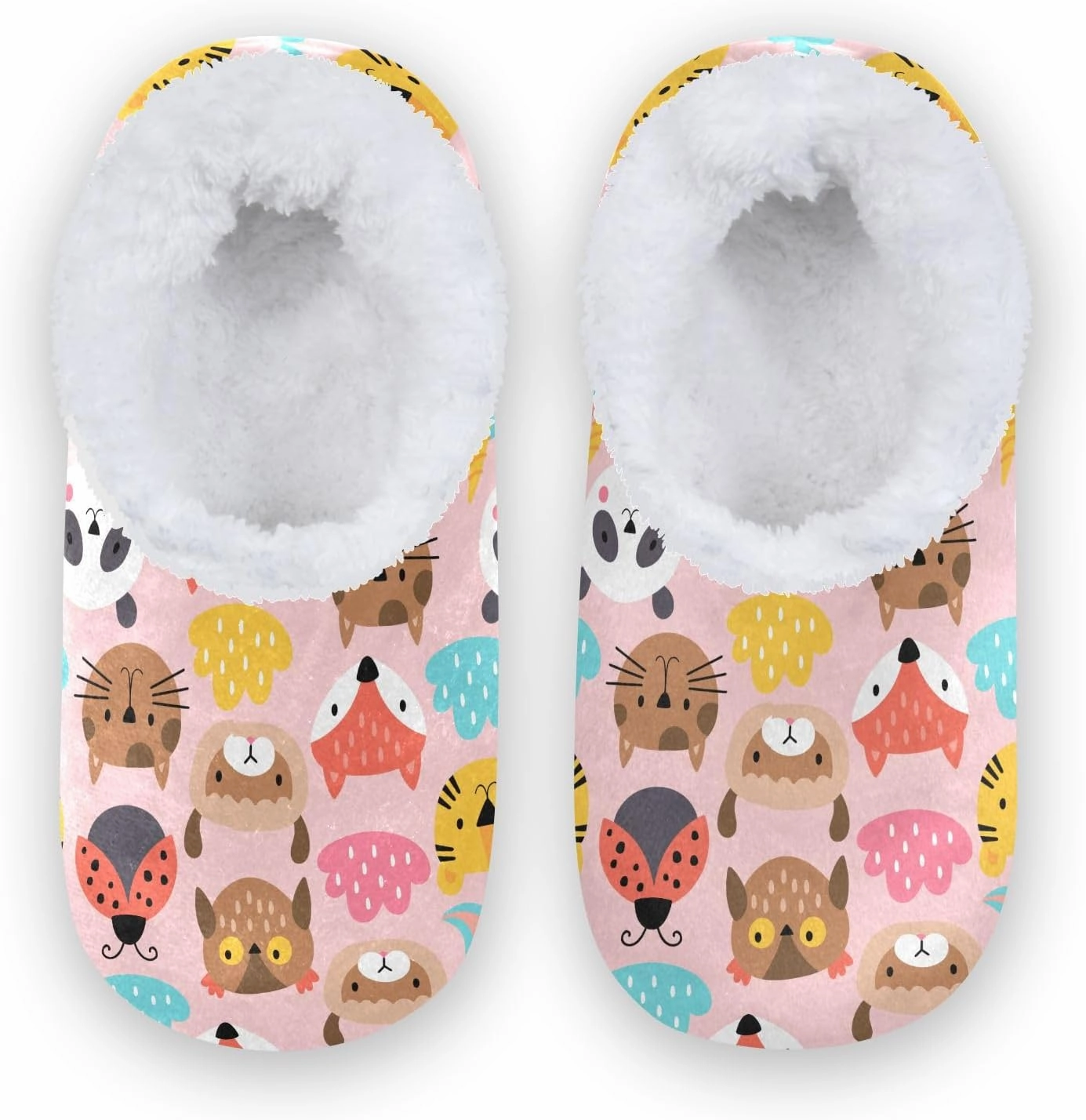 Kids Winter Slippers Cute Animals Heads Cat Tiger Fox Unicorn Warm Soft Non Slip House Slippers for Boys Girls Indoor