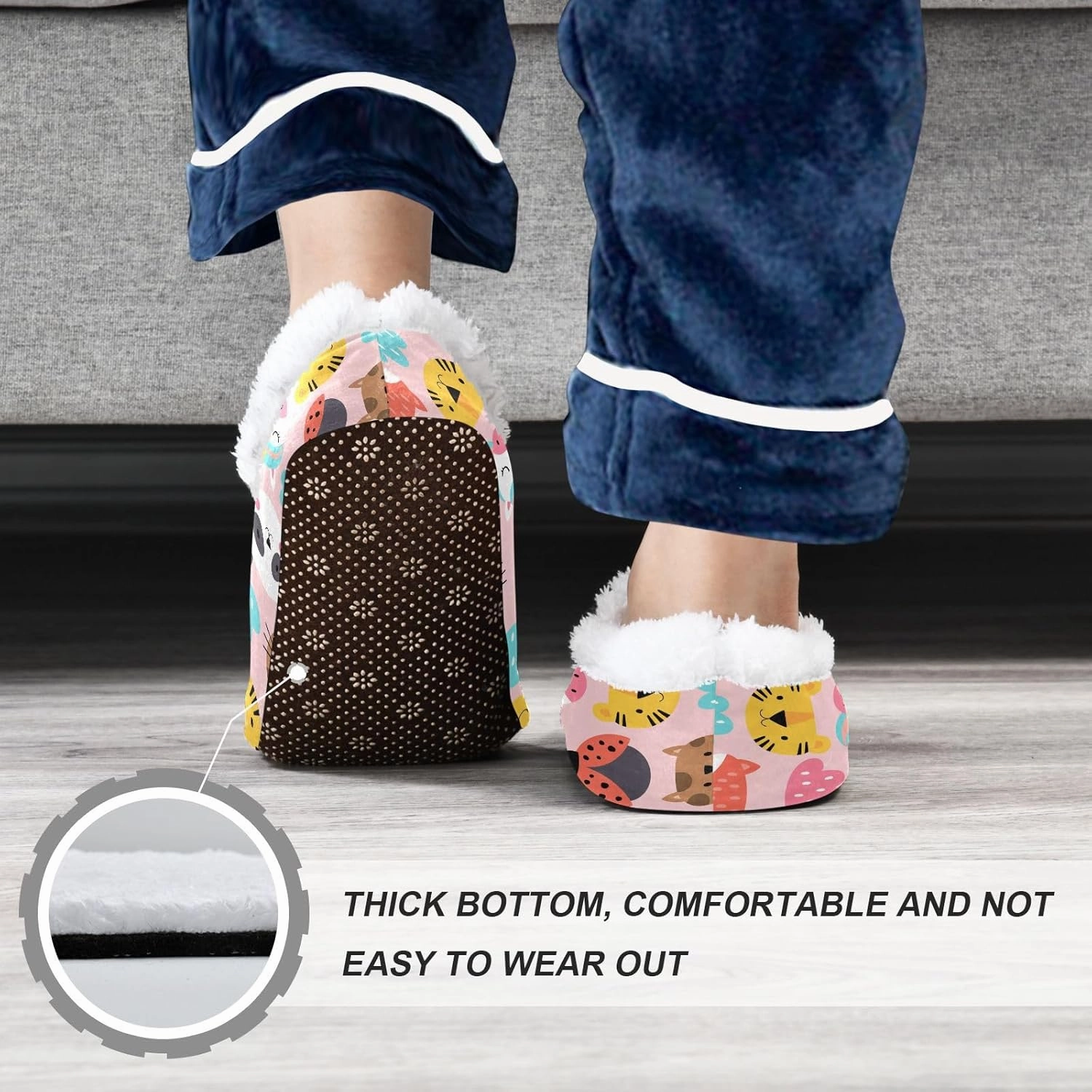 Kids Winter Slippers Cute Animals Heads Cat Tiger Fox Unicorn Warm Soft Non Slip House Slippers for Boys Girls Indoor