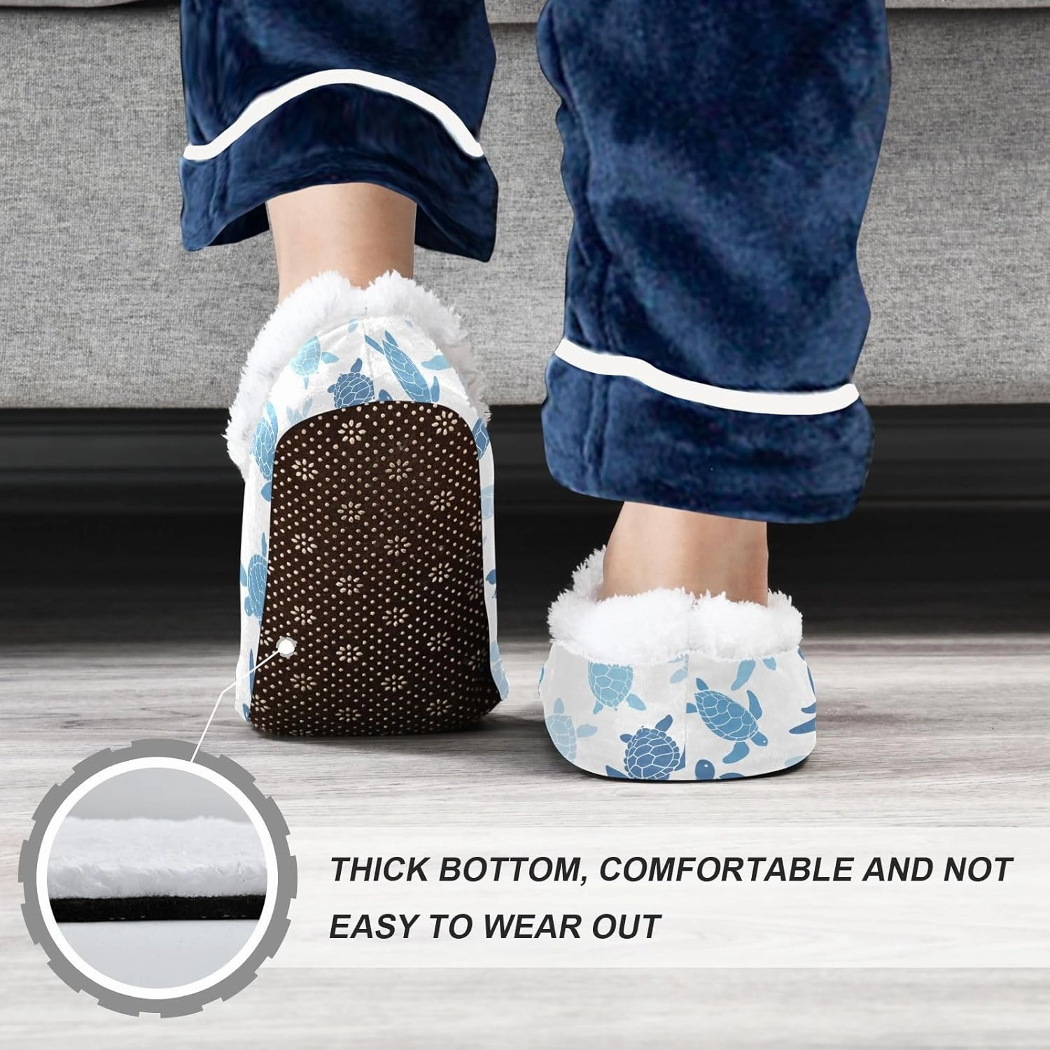 Kids Winter Slippers for Boys Girls Blue Sea Turtle Ocean Animal Warm Soft Non Slip House Slippers Children Indoor