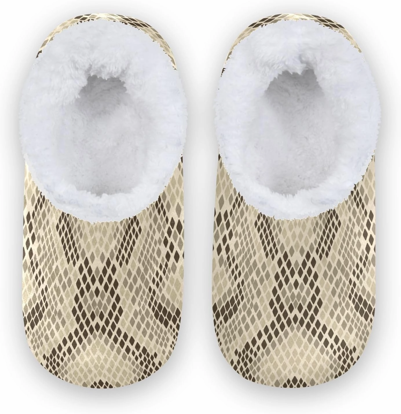 Kids Winter Slippers Retro Snake Skin Animal Print Warm Soft Non Slip House Slippers for Boys Girls Indoor