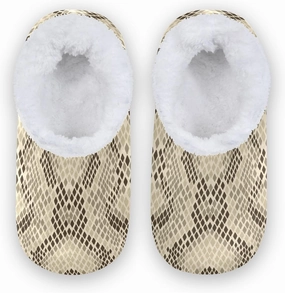 Kids Winter Slippers Retro Snake Skin Animal Print Warm Soft Non Slip House Slippers for Boys Girls Indoor