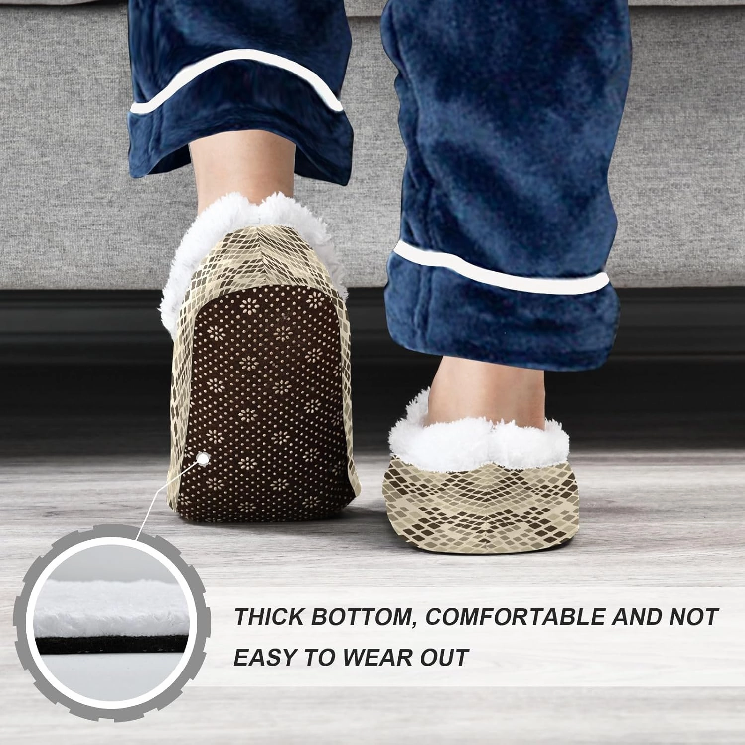 Kids Winter Slippers Retro Snake Skin Animal Print Warm Soft Non Slip House Slippers for Boys Girls Indoor