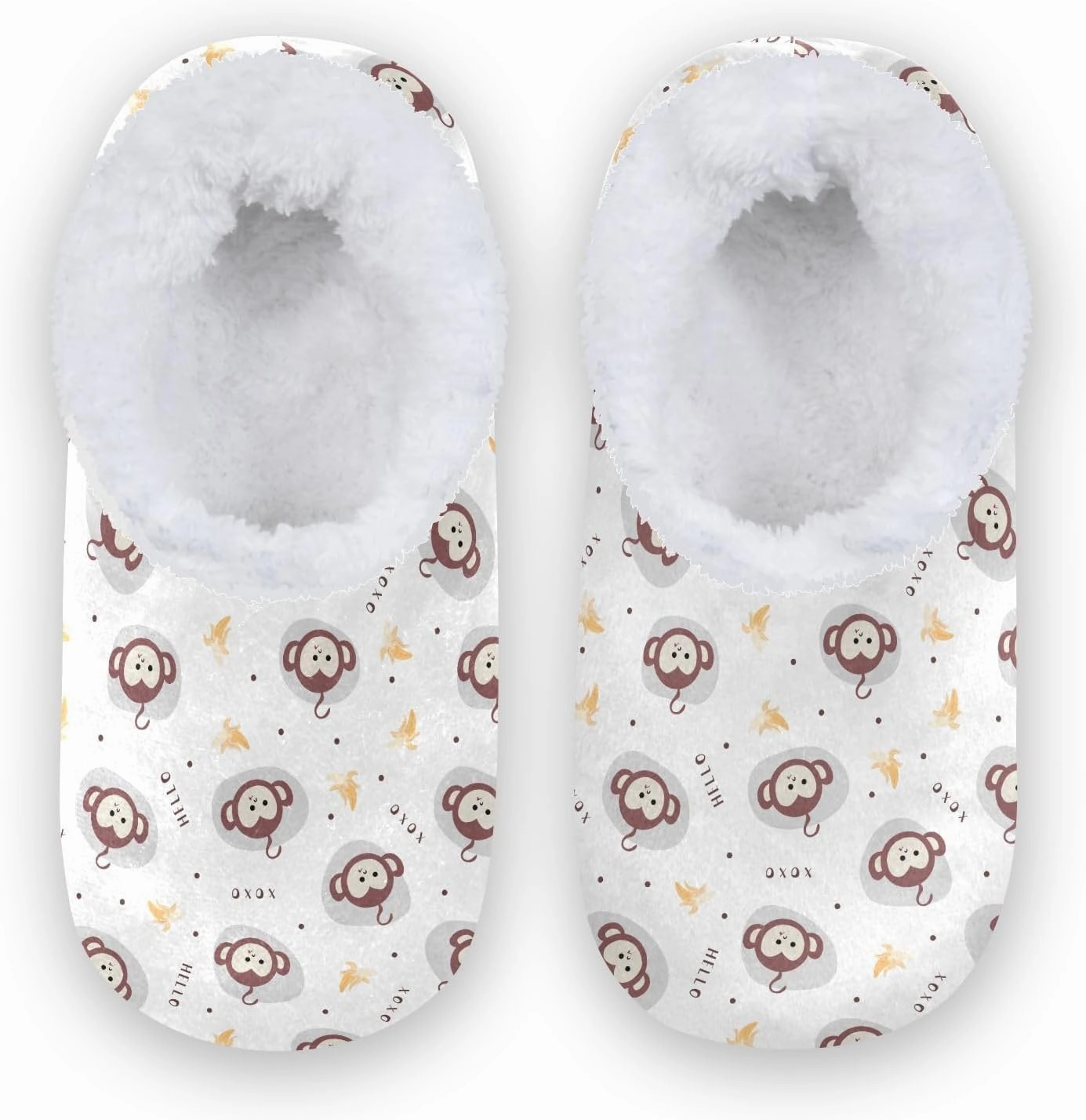 Kids Winter Slippers Seamless Monkey Face and Banana Warm Soft Non Slip House Slippers for Boys Girls Indoor
