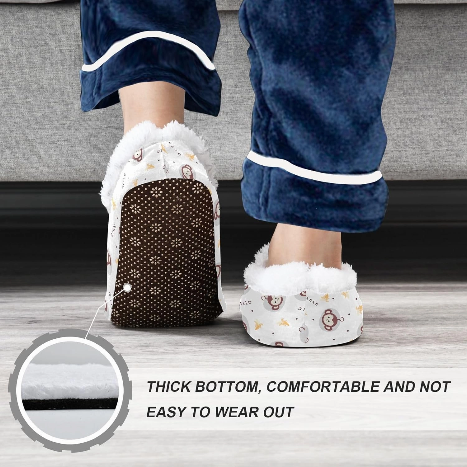 Kids Winter Slippers Seamless Monkey Face and Banana Warm Soft Non Slip House Slippers for Boys Girls Indoor