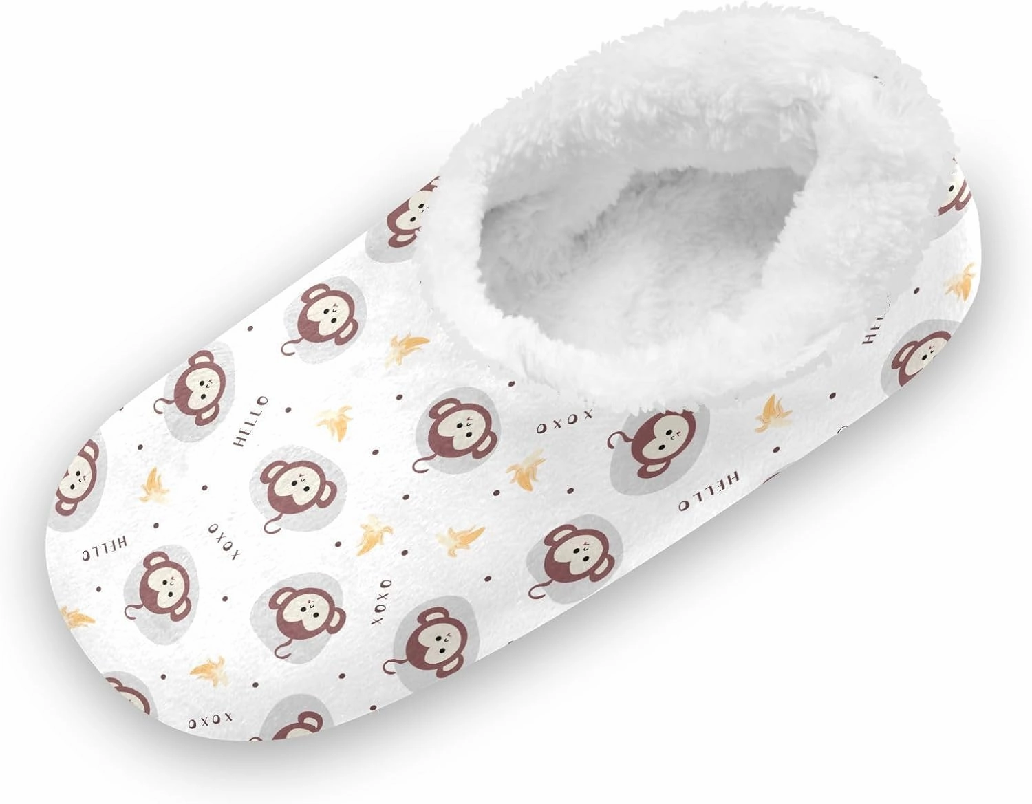 Kids Winter Slippers Seamless Monkey Face and Banana Warm Soft Non Slip House Slippers for Boys Girls Indoor