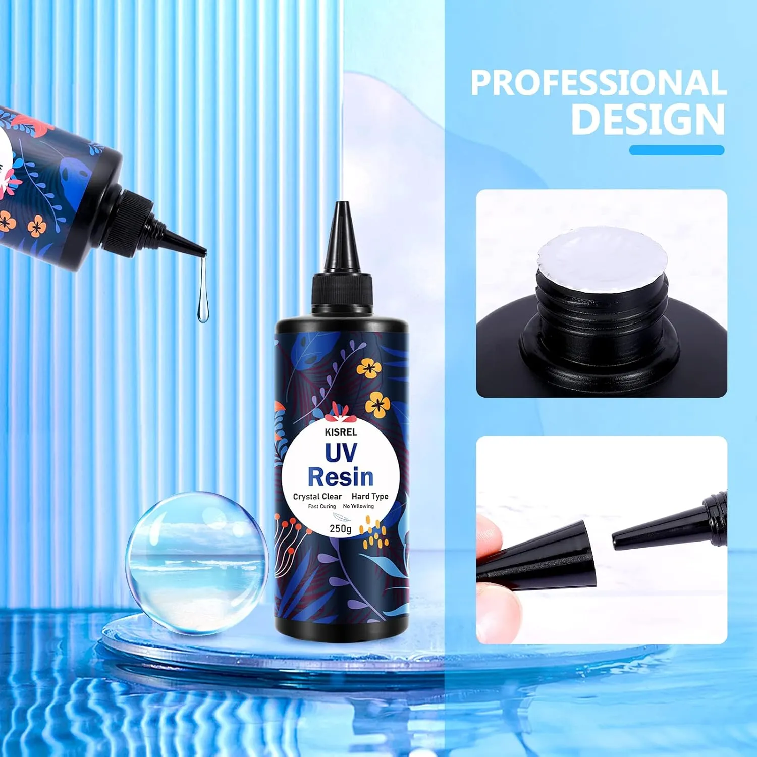 KISREL UV Resin 2000g - Upgraded Hard Type Crystal Clear Ultraviolet Curing UV Epoxy Resin for Craft Jewelry Making