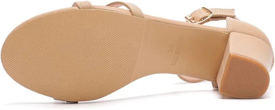 kkdom Women Fashion Open Toe Ankle Strap Chunky Heels Sexy Sandals Comfort Women Dressy Summer Shoe for Party Dating Daily Work