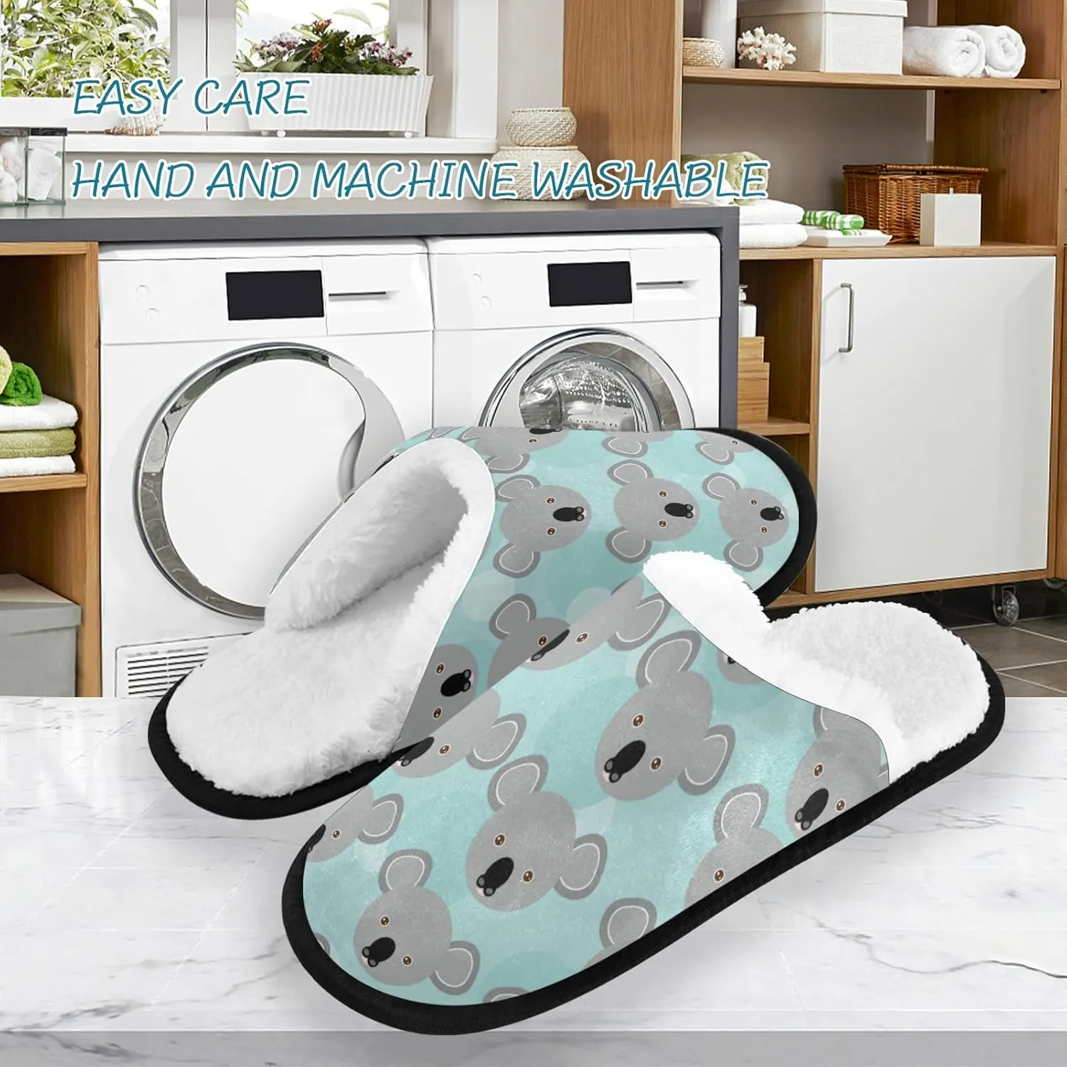 Koala Bear Slippers, Soft Memory Foam Non-Slip Indoor House Slippers Home Shoes for Bedroom Hotel Travel Spa