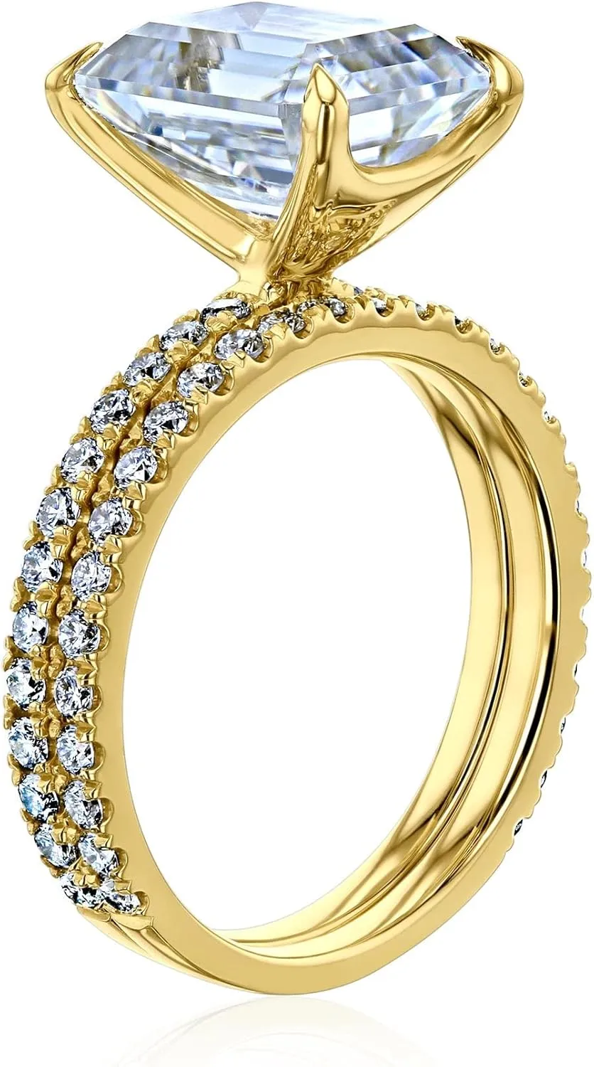 Kobelli Large 3.5ct Emerald Moissanite (GH/VS) Butterfly Basket Bridal Set 14k Gold