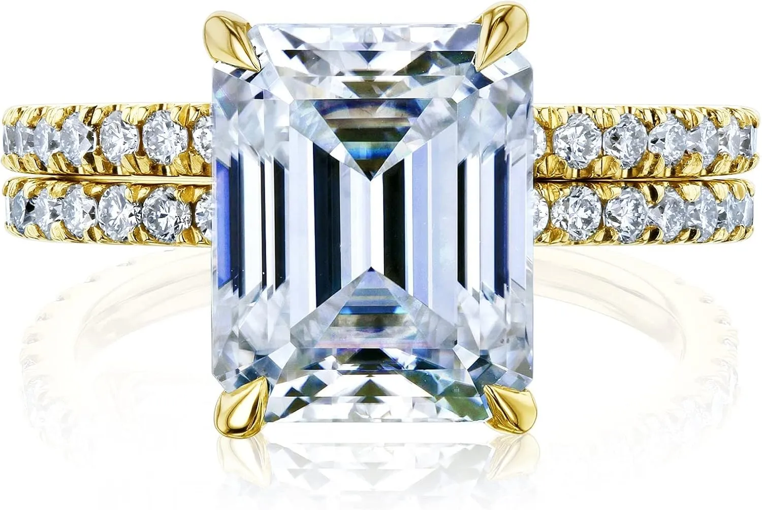 Kobelli Large 3.5ct Emerald Moissanite (GH/VS) Butterfly Basket Bridal Set 14k Gold