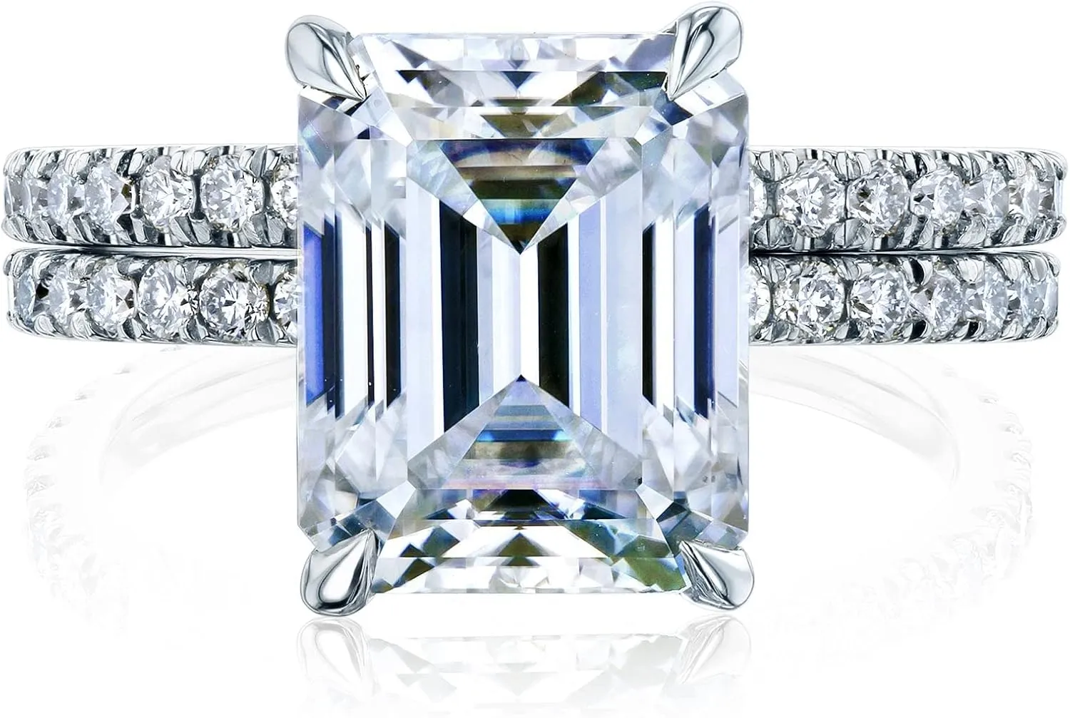 Kobelli Large 3.5ct Emerald Moissanite (GH/VS) Butterfly Basket Bridal Set 14k Gold