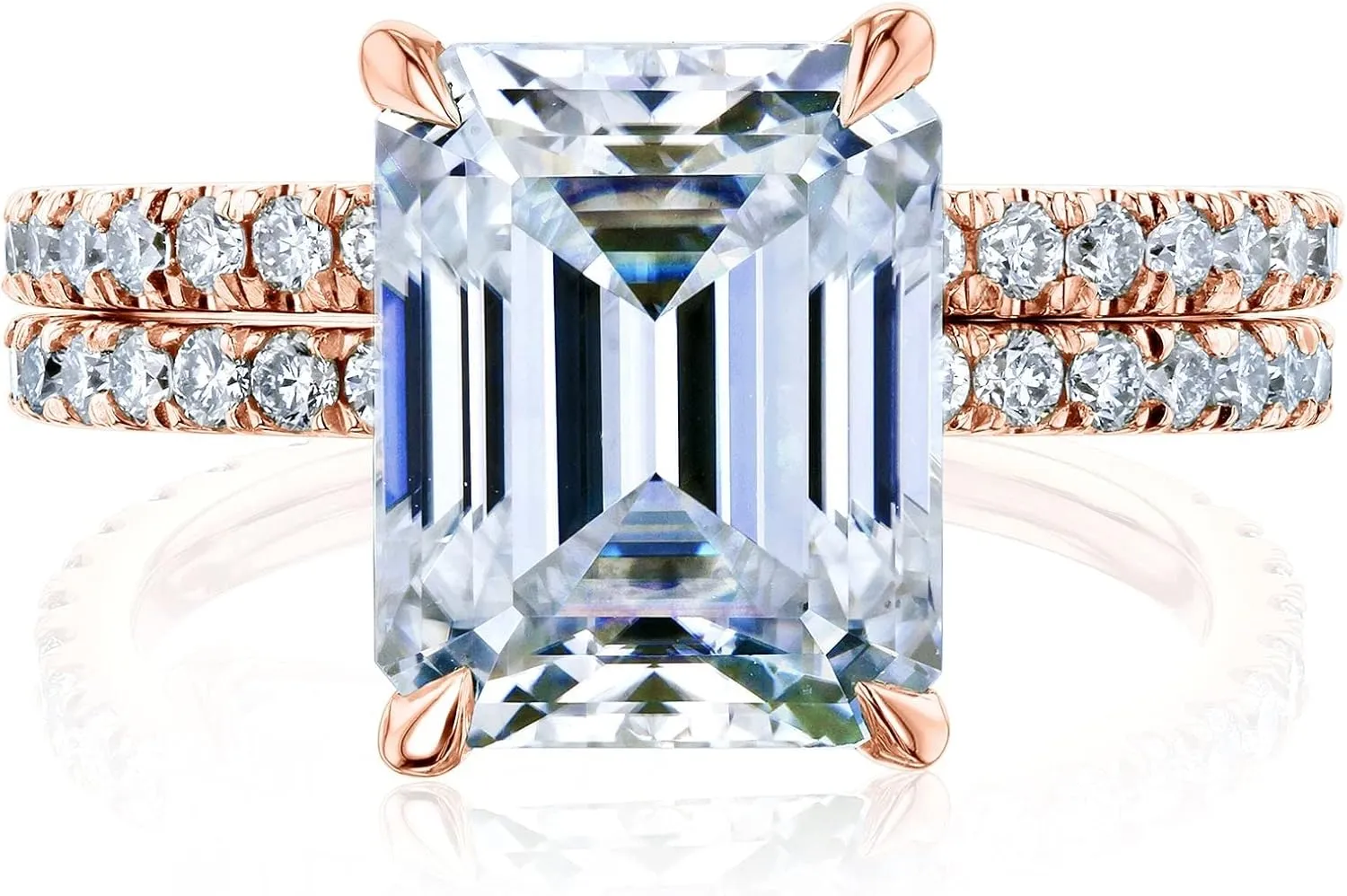 Kobelli Large 3.5ct Emerald Moissanite (GH/VS) Butterfly Basket Bridal Set 14k Gold