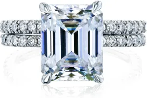 Kobelli Large 3.5ct Emerald Moissanite (GH/VS) Butterfly Basket Bridal Set 14k Gold