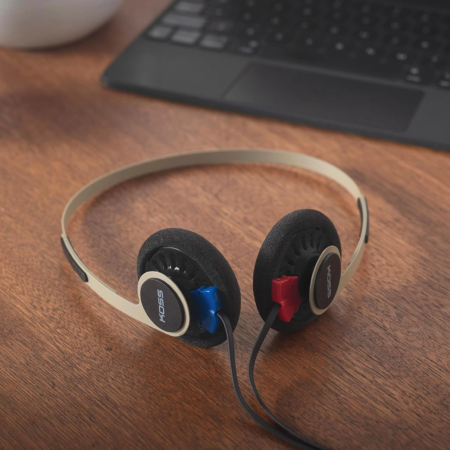 Koss KPH40 Utility On-Ear Headphones, Detachable Interchangeable Cord System, Ultra Lightweight Design (Rhythm Beige)