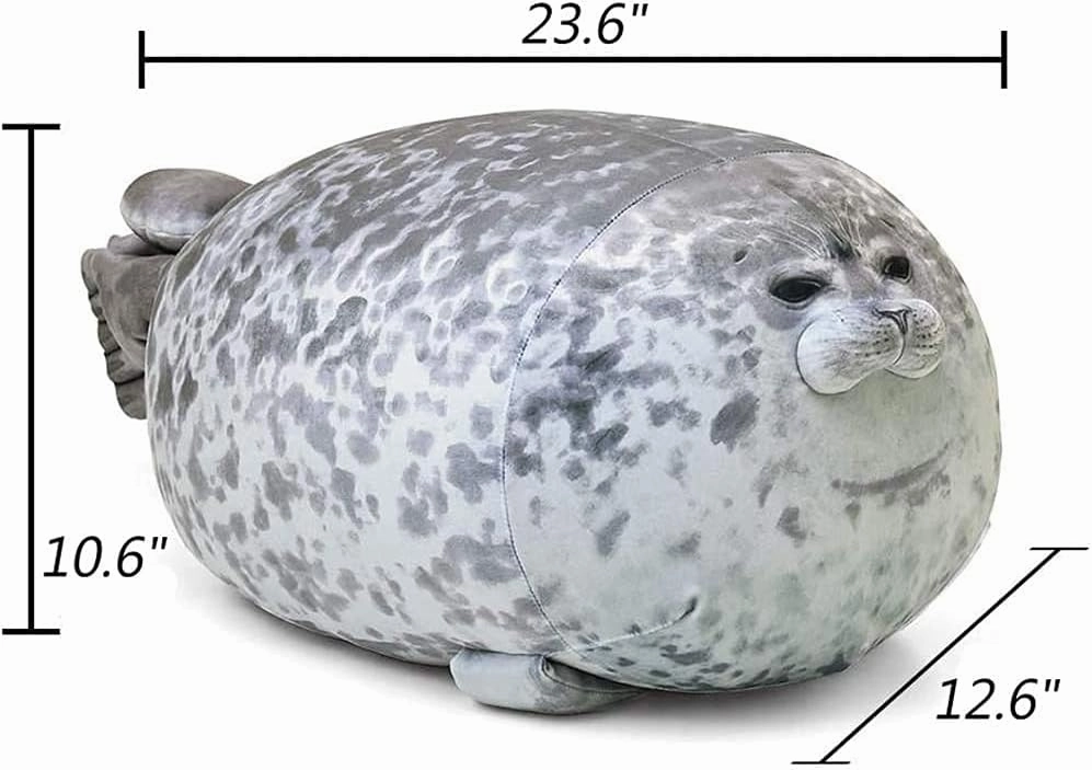 KOWAKA Cute Blob Seal Pillow, Soft Chubby Hug Stuffed Cotton Animal Plush Pillow Toy ( White L 60cm)