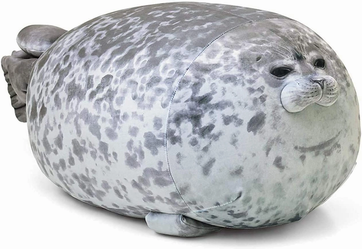 KOWAKA Cute Blob Seal Pillow, Soft Chubby Hug Stuffed Cotton Animal Plush Pillow Toy ( White L 60cm)