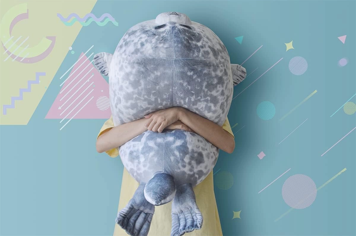 KOWAKA Cute Blob Seal Pillow, Soft Chubby Hug Stuffed Cotton Animal Plush Pillow Toy ( White L 60cm)