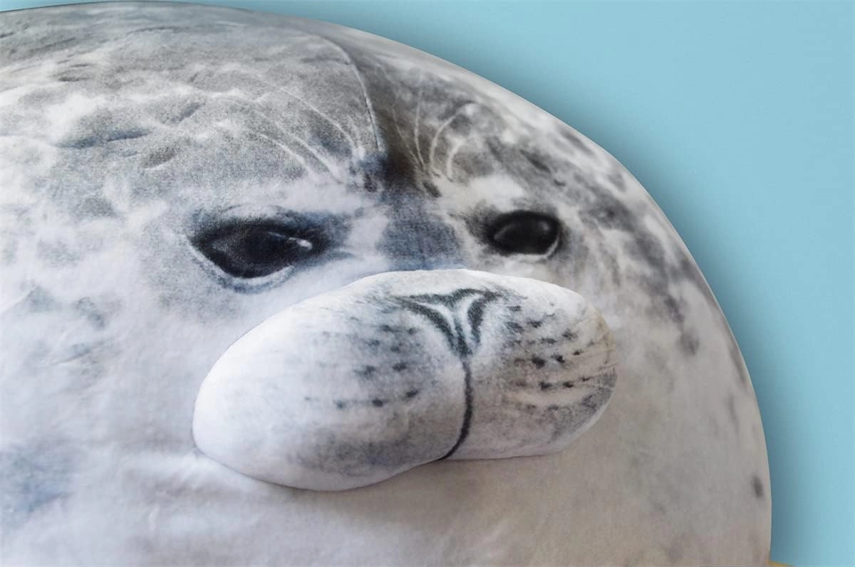 KOWAKA Cute Blob Seal Pillow, Soft Chubby Hug Stuffed Cotton Animal Plush Pillow Toy ( White L 60cm)