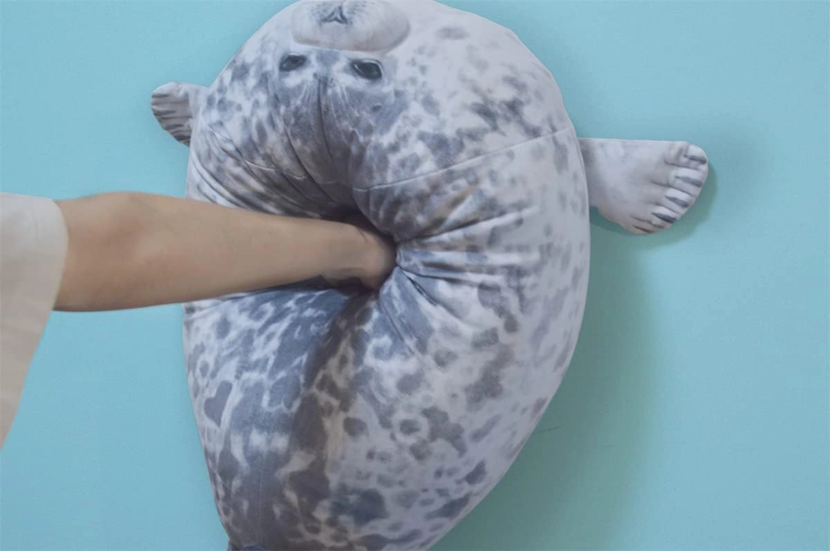 KOWAKA Cute Blob Seal Pillow, Soft Chubby Hug Stuffed Cotton Animal Plush Pillow Toy ( White L 60cm)