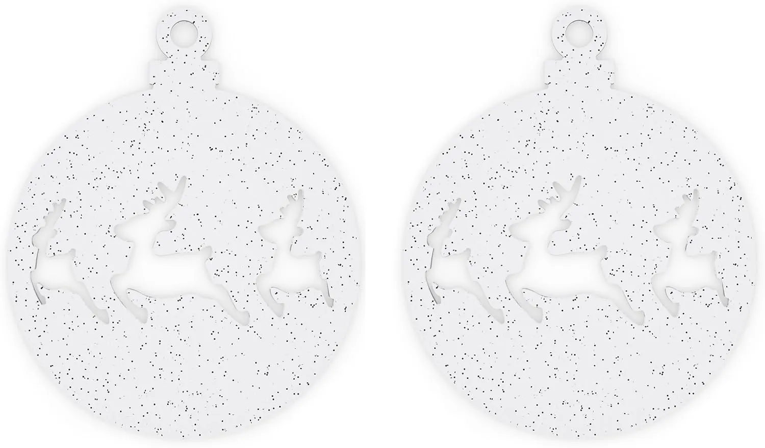 Koziol Deer Christmas Ornament, 0.3 x 10 x 12.3 cm, Clear with Silver Glitter, 2 Piece