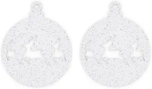 Koziol Deer Christmas Ornament, 0.3 x 10 x 12.3 cm, Clear with Silver Glitter, 2 Piece