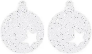 Koziol Stars Christmas Ornament, 2-Piece, Clear with Silver Glitter