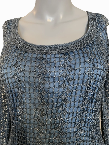 Kroshetta Blue Crochet Sparkle Blouse