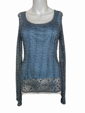 Kroshetta Blue Crochet Sparkle Blouse