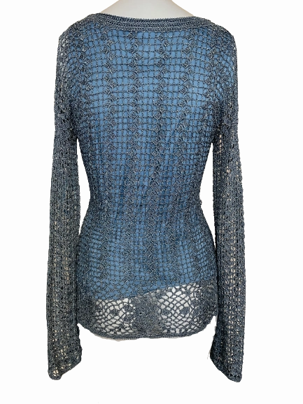 Kroshetta Blue Crochet Sparkle Blouse