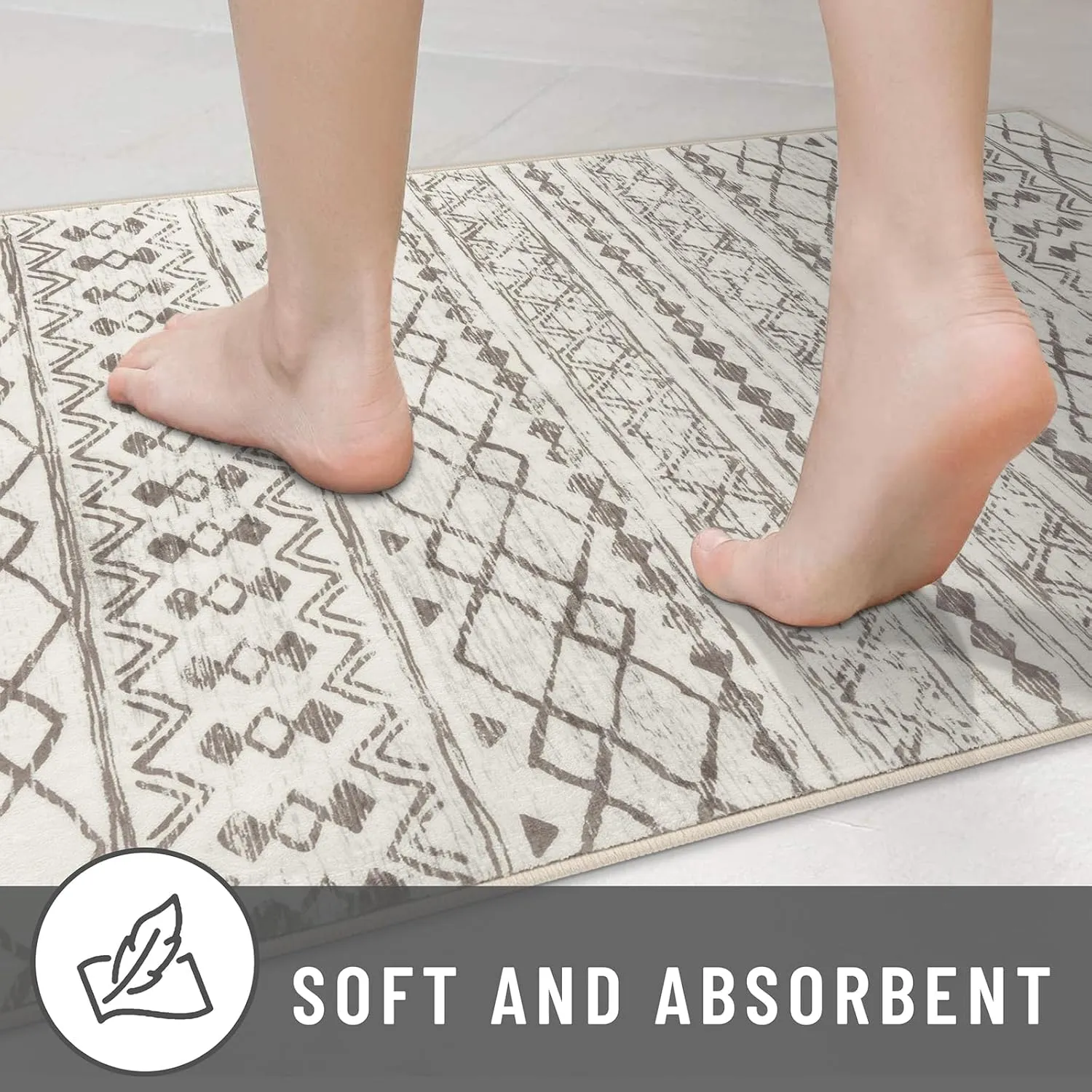 KUTA Moroccan Runner Rug 2x6 Non-Slip Vintage Beige Boho Hallway Kitchen Rugs Ultra Soft Print Distressed Geometric Runners for Hallways, Entryway Bedroom Laundry