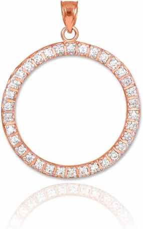 Ladies 14k Rose Gold Eternity Pink Circle of Life Pendant