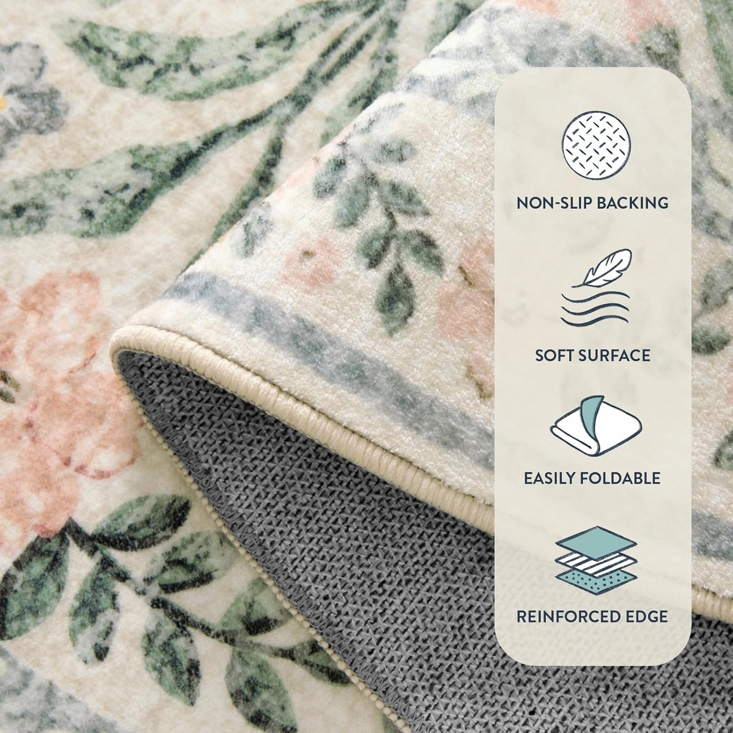 Lahome Washable Runner Rug 2x6, Boho Kitchen Runner Rugs 24 x 72 Non Slip,Vintage Indoor Throw Carpet for Hallway Entry Bedroom Laundry Bedside, Beige/Multi