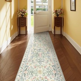 Lahome Washable Runner Rug 2x6, Boho Kitchen Runner Rugs 24 x 72 Non Slip,Vintage Indoor Throw Carpet for Hallway Entry Bedroom Laundry Bedside, Beige/Multi