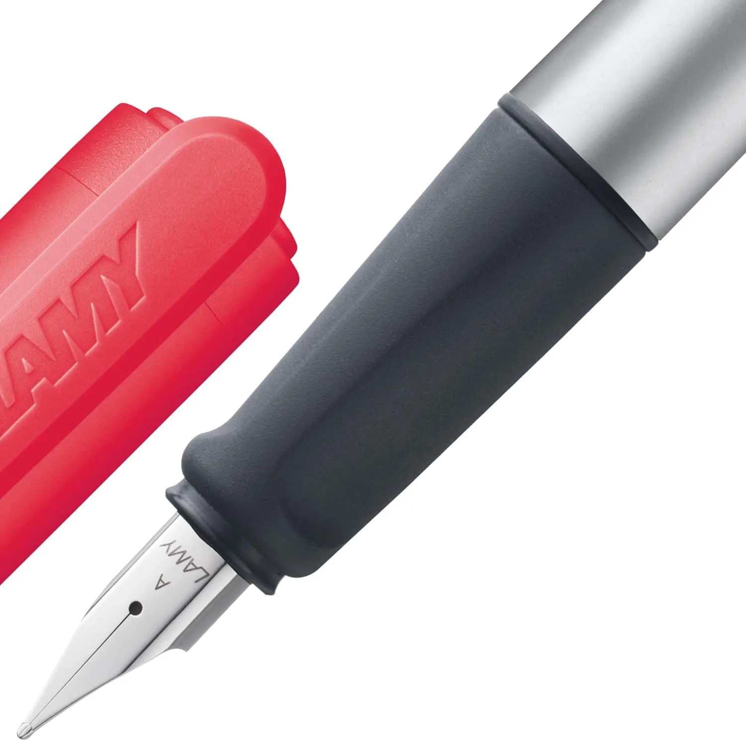 Lamy nexx 0D5 Fountain Pen Aluminium and Plastic in Neon Coral Red with Non-Slip Grip and Steel Nib Size M