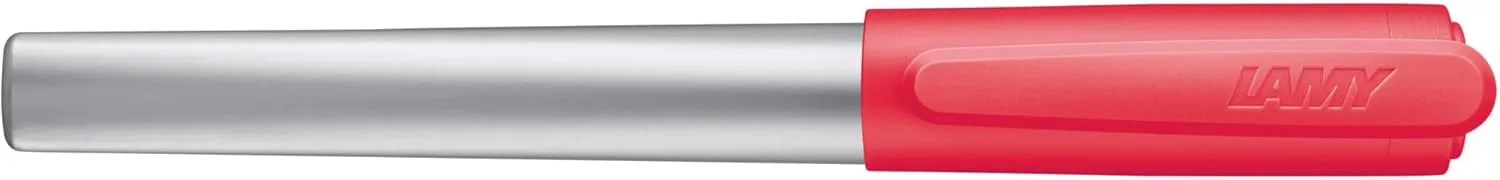 Lamy nexx 0D5 Fountain Pen Aluminium and Plastic in Neon Coral Red with Non-Slip Grip and Steel Nib Size M