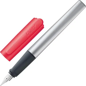Lamy nexx 0D5 Fountain Pen Aluminium and Plastic in Neon Coral Red with Non-Slip Grip and Steel Nib Size M