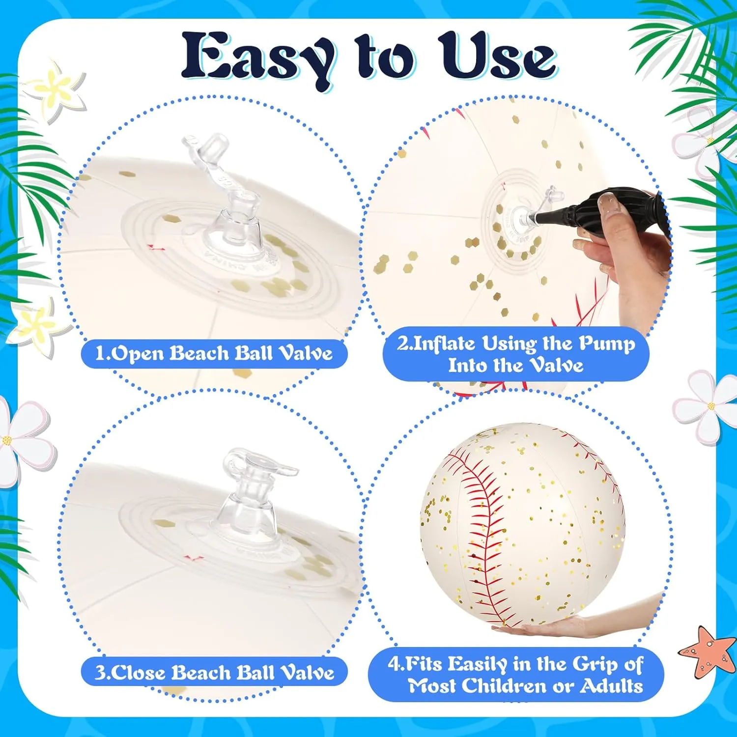 Large Beach Balls 24 Inch Pool Clear Ball Beach Summer Parties Confetti Pool Party Decorations Inflated Party Ball for Summer Parties Birthday Pool Favors