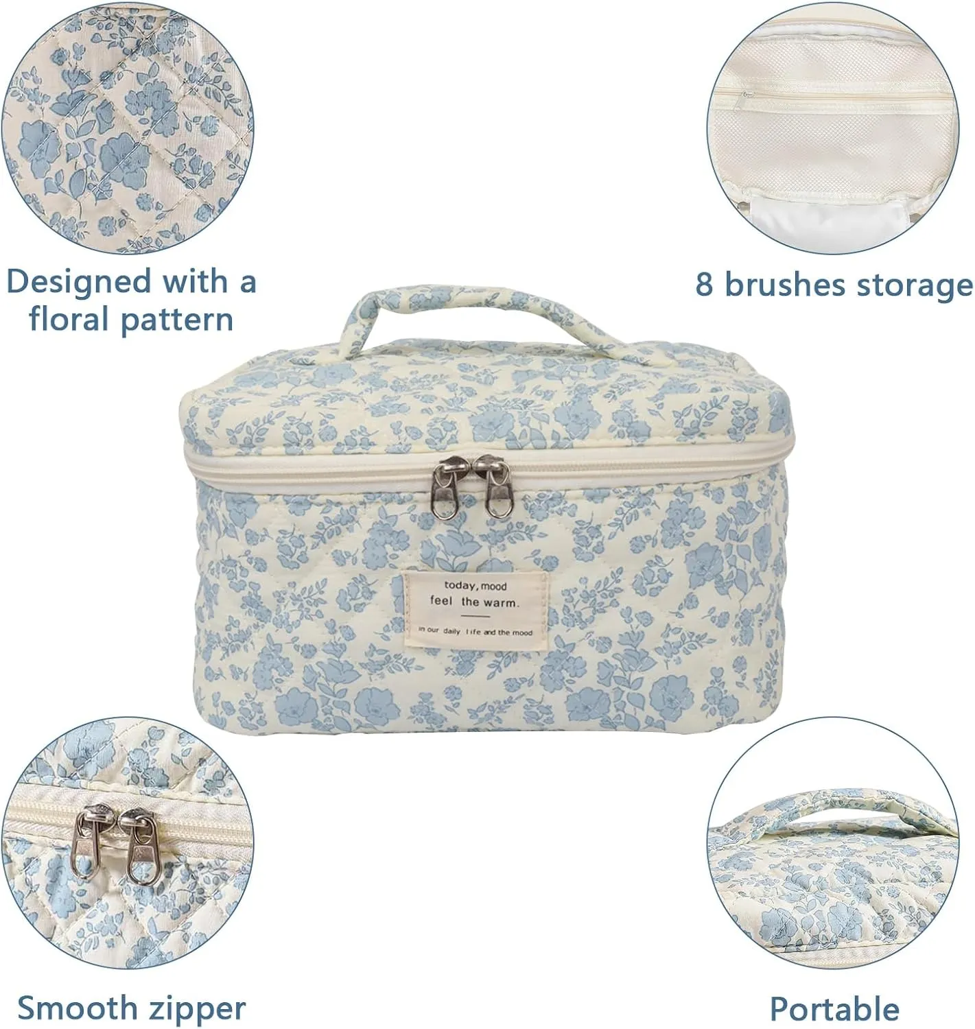 Large Makeup Bag, Cute Cosmetic Bag for Women Girls, Floral Coquette Aesthetic Toiletry Bag, Travel Make Up Organizer Bag (Pink Small Butterfly)