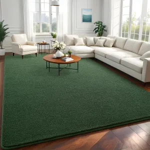 Large Modern Area Rugs for Bedroom Livng Room, 5x7 Feet Dark Green Memory Foam Indoor Carpets, Machine Washable Rugs Minimalist Low Pile Rug for Kids Room Nursery Home Decor, Green
