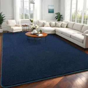 Large Modern Area Rugs for Bedroom Livng Room, 5x7 Feet Navy Blue Memory Foam Indoor Carpets, Machine Washable Rugs Minimalist Low Pile Rug for Kids Room Nursery Home Decor, Blue