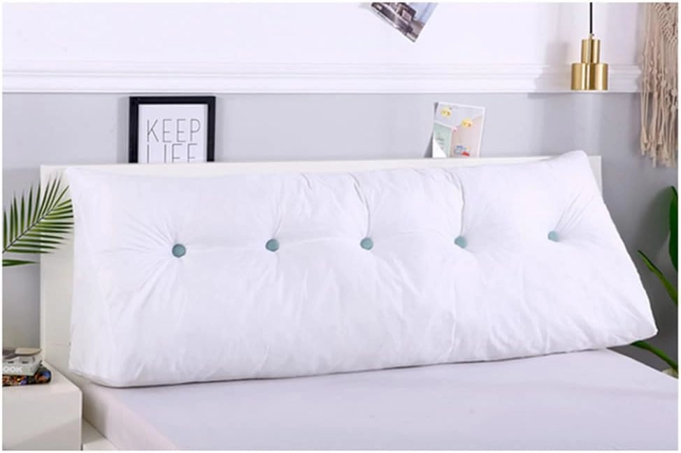 Large Triangular Wedge Headboard Pillow Soft Cotton Linen Backrest Pillows for Sitting in Bed Bed Back Positioning Support Daybed Reading Pillows with Removable Cover,Beige,Twin/39inch/100cm