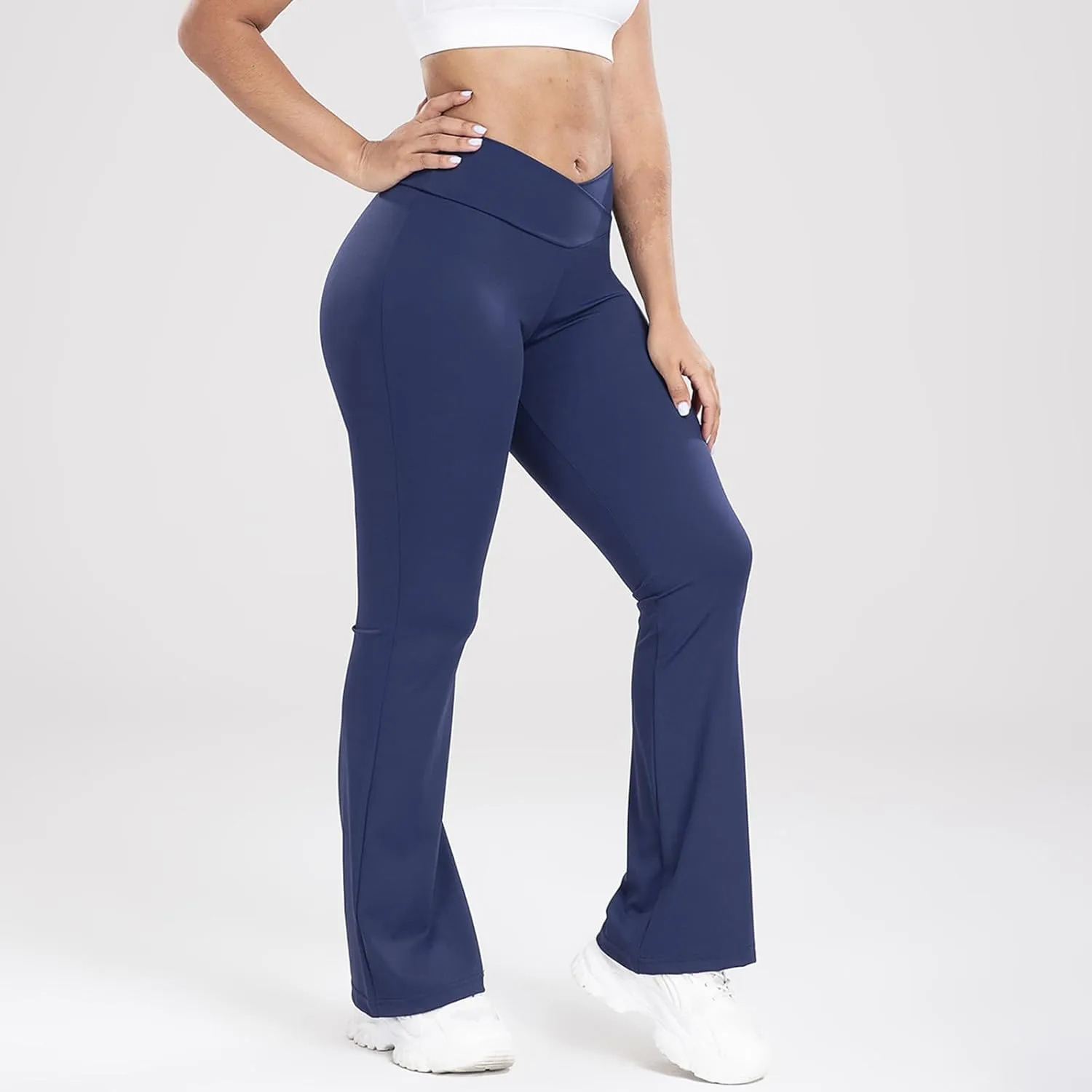 Lastesso Flare Leggings for Women High Waist Classiac Yoga Gym Pants with Pockets Tummy Control Going Out Workout Leggings