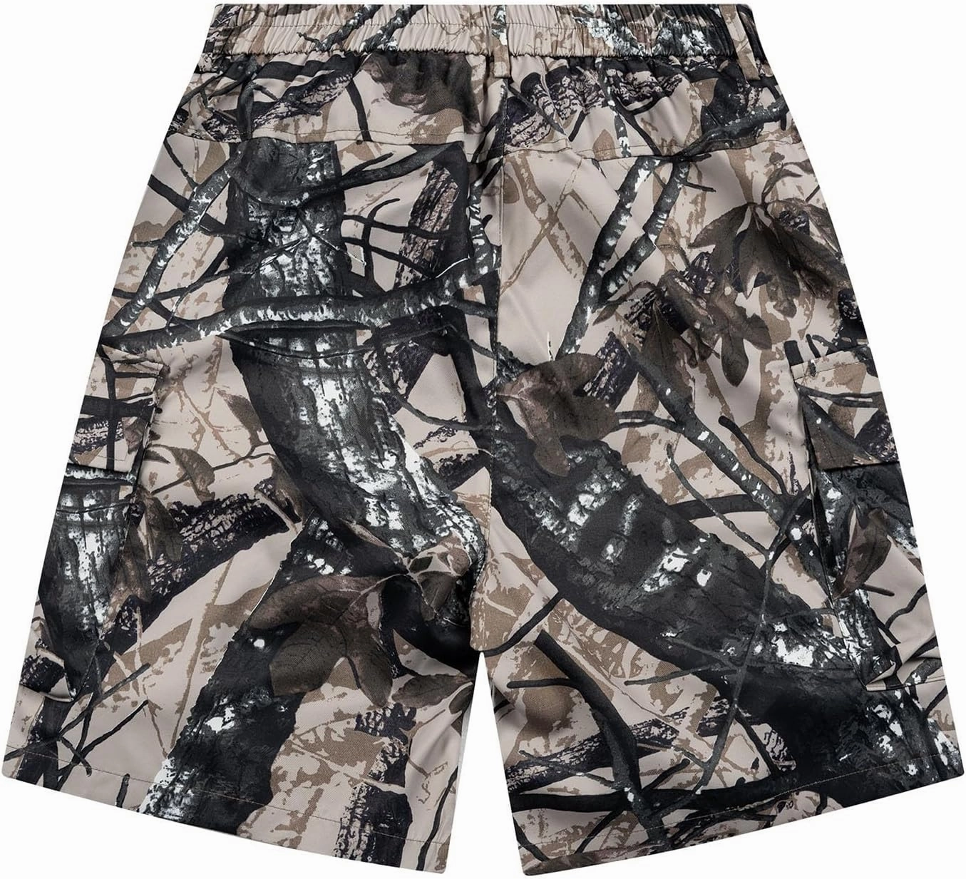 Lastesso Mens Shorts Camo Summer Hiking Shorts Waist Pleated Belted Shorts with Pockets Training Running Jogger Pants