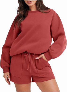 Lastesso Womens Lounge Set Casual Size Long Sleeve Sweatshirt Trendy Solid Color Loose Track Suit 2 Piece Set Outfits Clothes