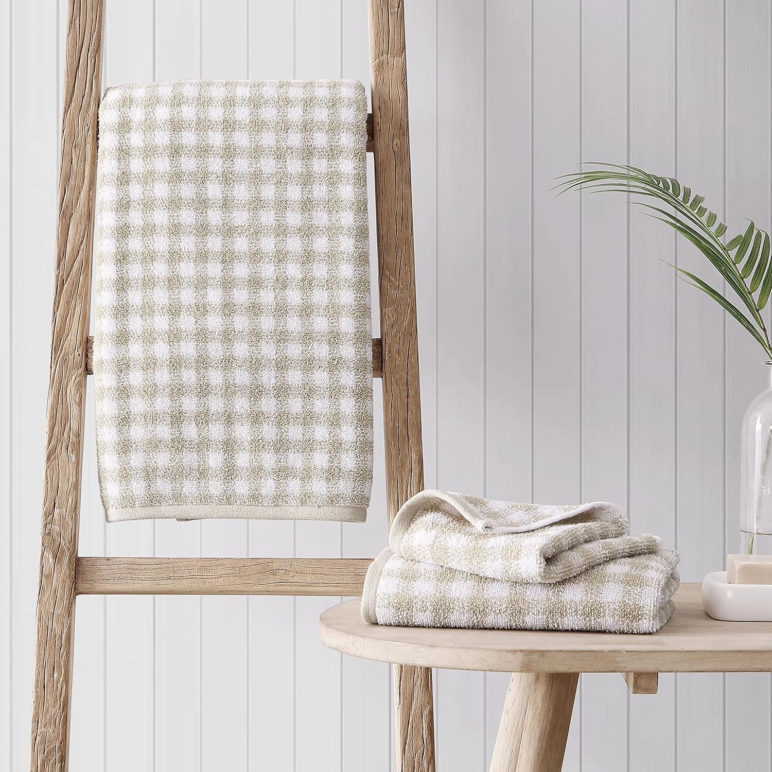 Laura Ashley - Bath Towels, Absorbent & Fade Resistant Cotton Towels, Chic Bathroom Essentials (Ginny Beige, 3 Piece)