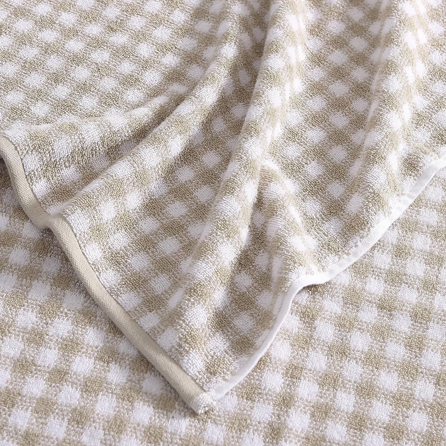 Laura Ashley - Bath Towels, Absorbent & Fade Resistant Cotton Towels, Chic Bathroom Essentials (Ginny Beige, 3 Piece)